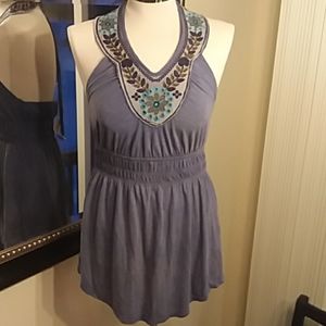 Miss Me Embroidered halter tank